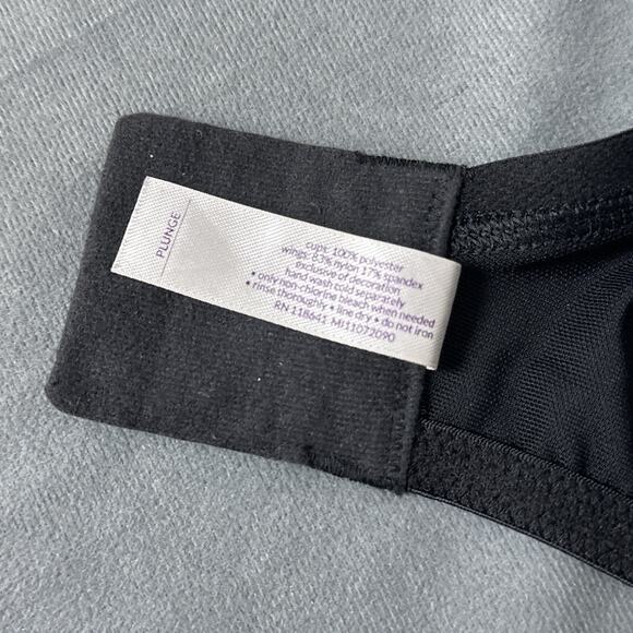 Cacique Plunge Bra Size 40C Black Sheer Mesh U Underwire Animal Print Sexy - Picture 10 of 10